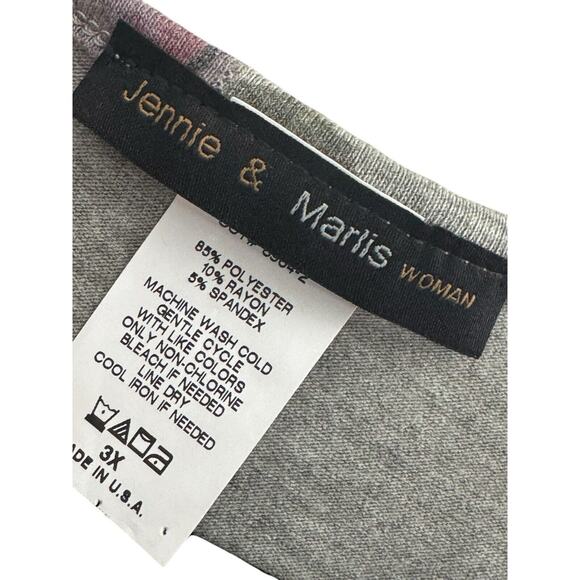 Jennie & Marlis Plus Size 3X Wrap Tie Top Bell Sleeve Gray Floral Knit Top #4014 - Picture 6 of 10